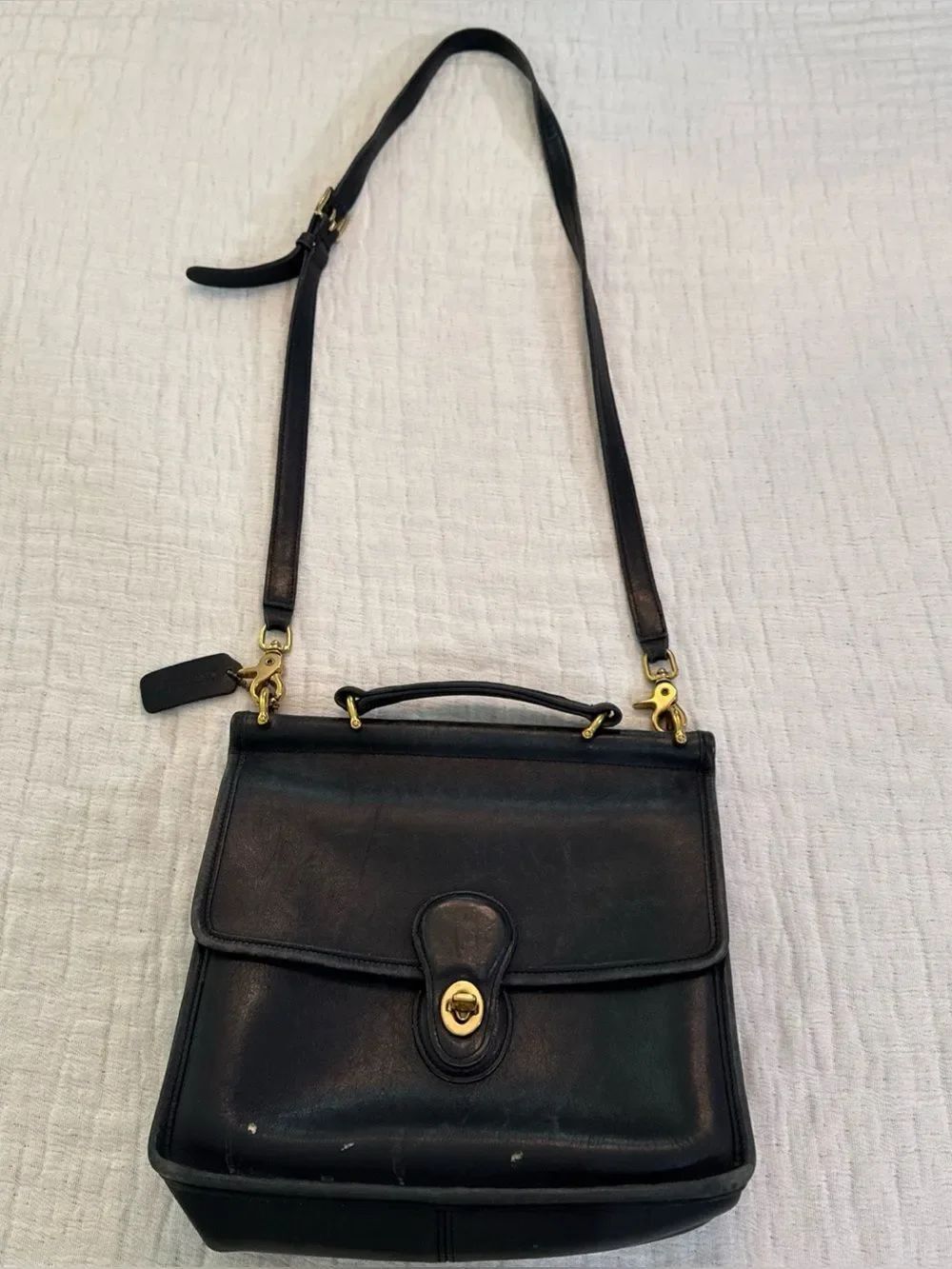 Vintage Coach Black Leather Willis 9927 Crossbody Shoulder Bag USA Made